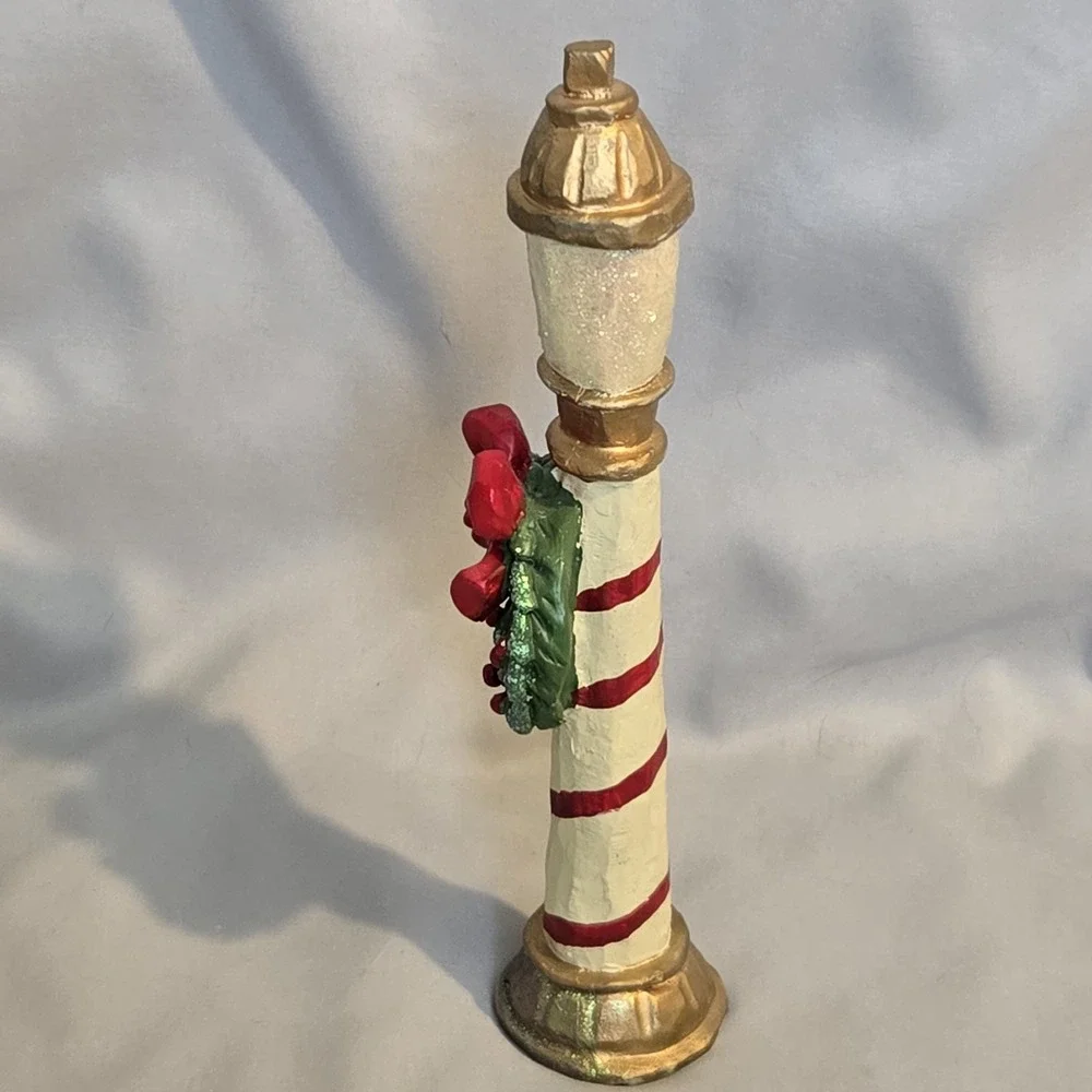 Kurt Adler Christmas Lamp Post Wreath Red Bow Glitter Holiday Decor 8.5